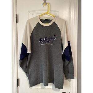 Bugle Boy 77 Mens Sweater Sweatshirt Vintage 90s Grey Americana Patch Size XL